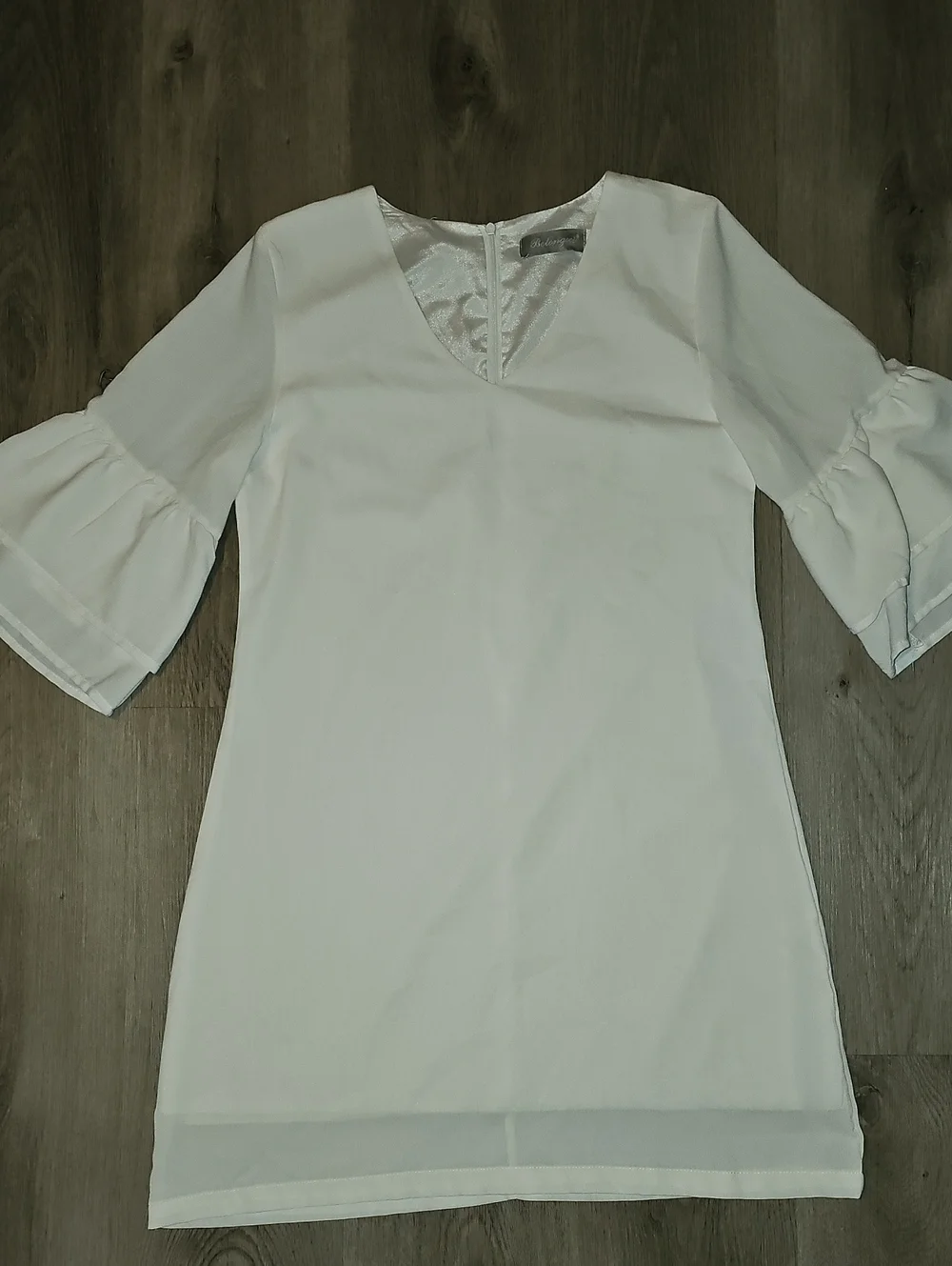Women's White Bell-Sleeve V-Neck Top
